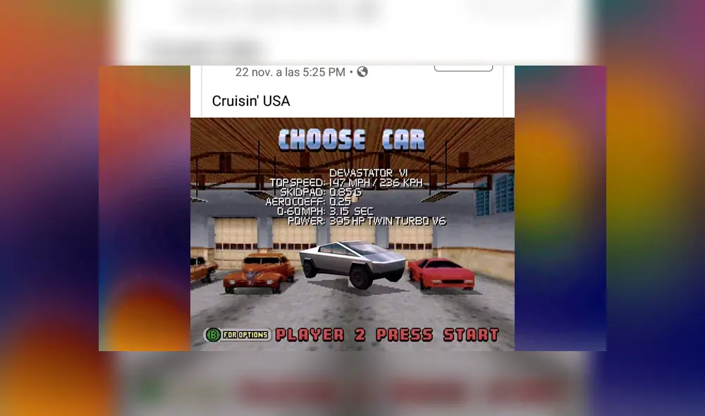 Los mejores 'memes' burlándose del nuevo Tesla Cybertruck de Elon Musk por parecer salido de un videojuego de PS1. Los mejores 'memes' burlándose del nuevo Tesla Cybertruck de Elon Musk por parecer salido de un videojuego de PS1.