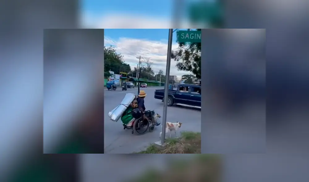 Video es viral en TikTok. Los canes fueron vistos jalando la silla de ruedas de su propietario por una autopista de Filipinas. Fotocaptura: YouTube Video es viral en TikTok. Los canes fueron vistos jalando la silla de ruedas de su propietario por una autopista de Filipinas. Fotocaptura: YouTube
