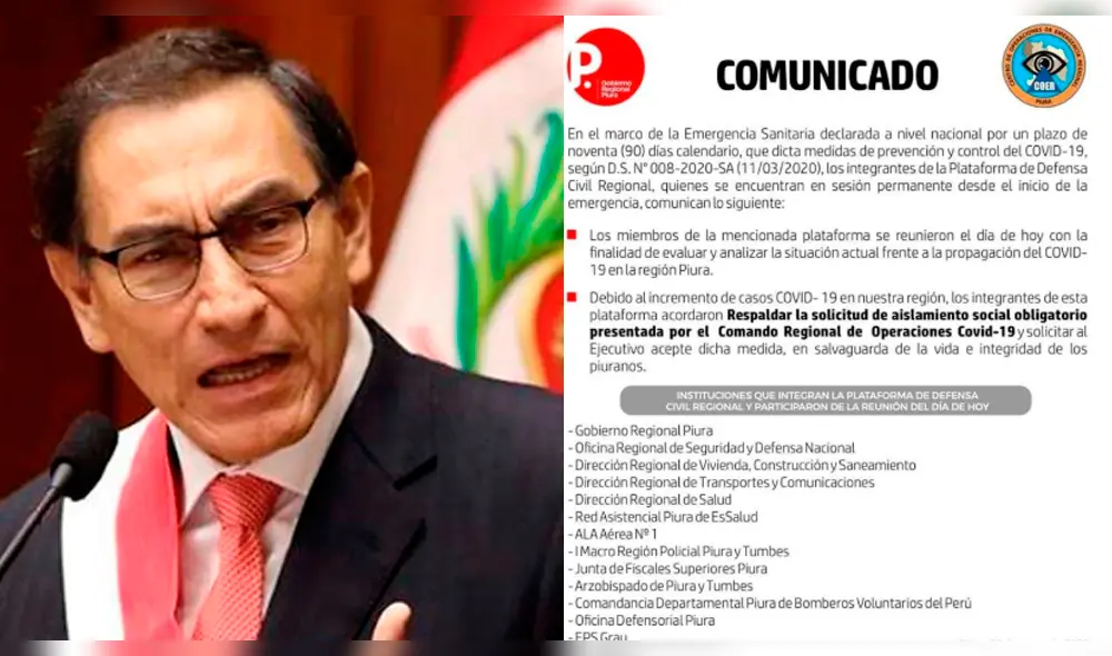 Piden a presidente Vizcarra aceptar pedido de inmovilización total en Piura. Piden a presidente Vizcarra aceptar pedido de inmovilización total en Piura.