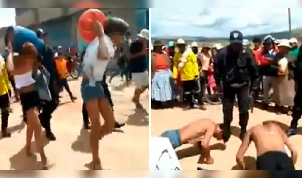 Vecinos los obligaban a repetir “soy ladrón”. Foto: Video de Fredy Puma.