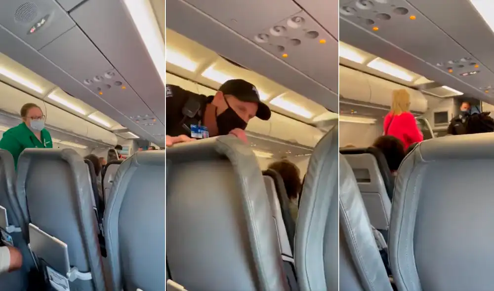 Oficiales de seguridad tuvieron que intervenir para que la mujer abandonara su asiento. Foto: Twitter Oficiales de seguridad tuvieron que intervenir para que la mujer abandonara su asiento. Foto: Twitter