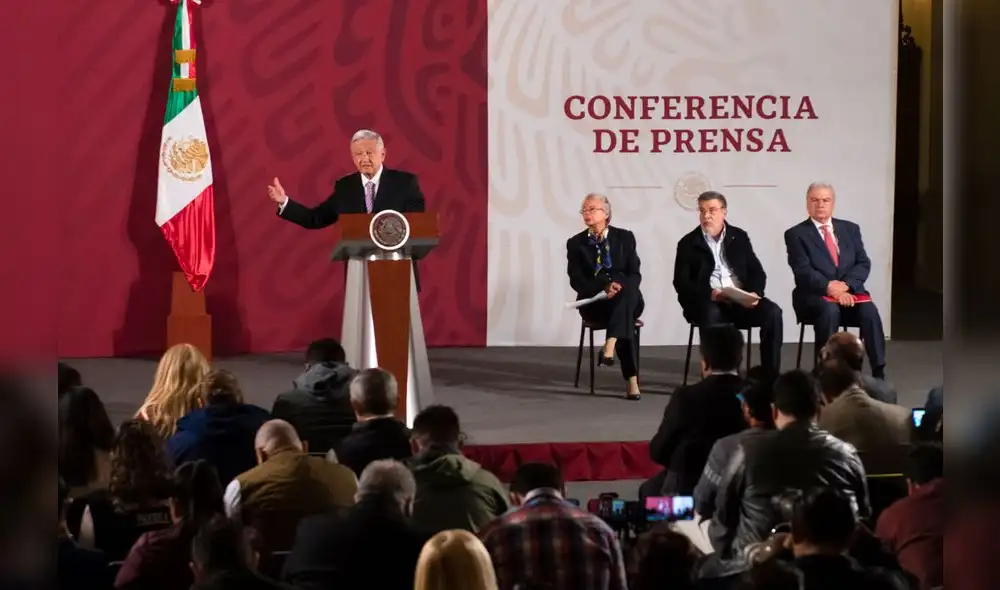 Así lució el Palacio Nacional durante la conferencia matutina del lunes 23 de marzo de 2020. (Foto: Gobierno de México)