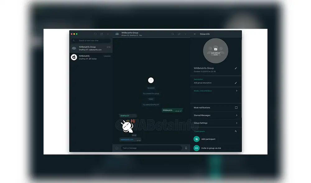 El modo oscuro aparece tanto en la ventana de chats, como en la lista de conversaciones, y en el apartado de info.