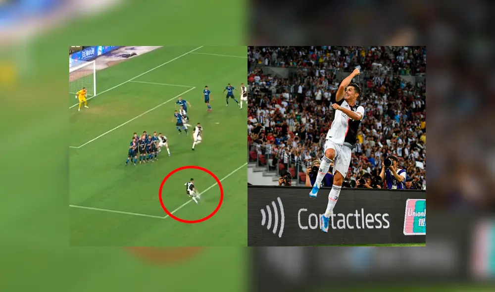 Juventus vs. Inter de Milan: Cristiano Ronaldo pone el 1-1 con espléndido tiro libre  [VIDEO]