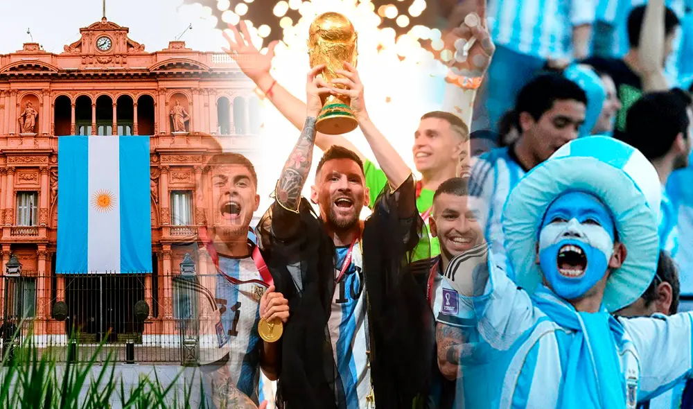 El Gobierno planea dar un feriado para que los hinchas celebren a la selección argentina por ganar la Copa Mundial. Foto: Fabrizio Oviedo/ composición LR