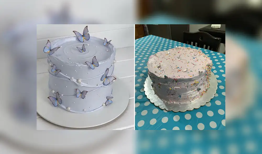 La joven terminó recibiendo un pastel completamente diferente al que vio por Internet. Foto: Twitter