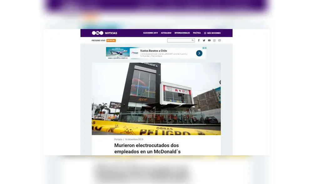 Telefe Noticias de Argentina: Murieron electrocutados dos empleados en un McDonald's. Foto: captura