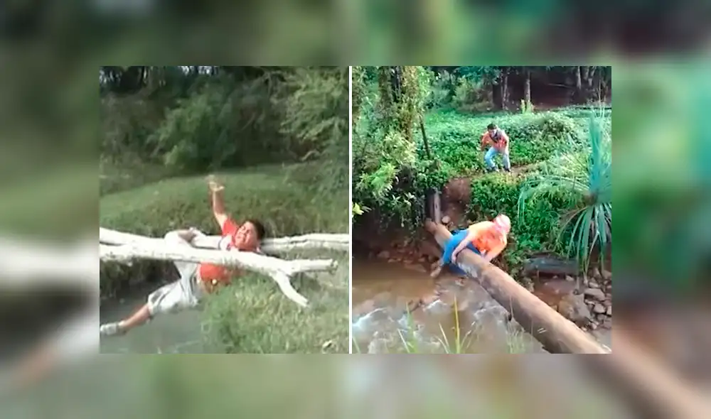 YouTube: hombre cruza río y termina recreando la famosa 'caída de Edgar' [VIDEO]