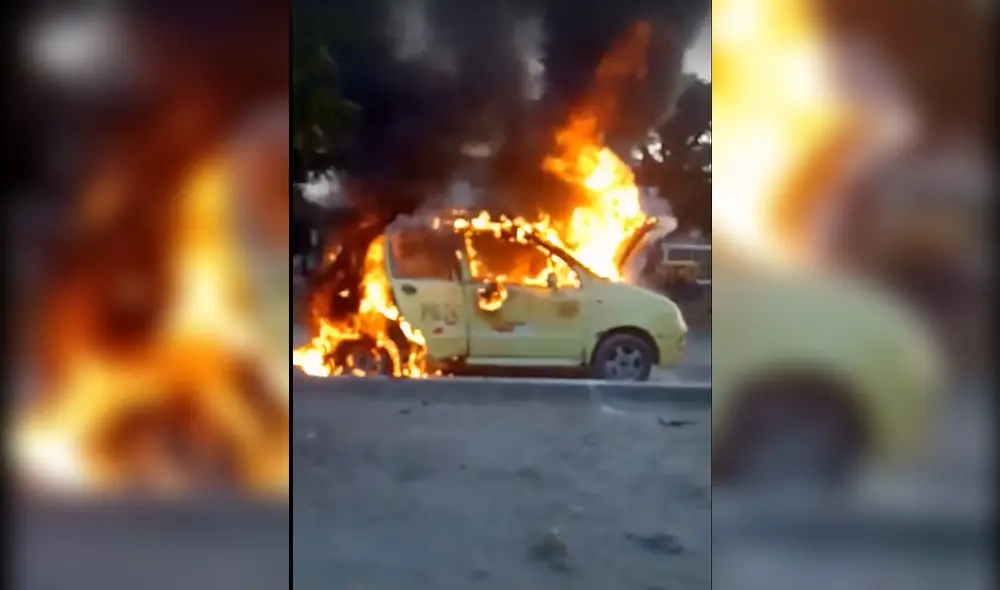 Auto se incendia conocida avenida de Piura Auto se incendia conocida avenida de Piura