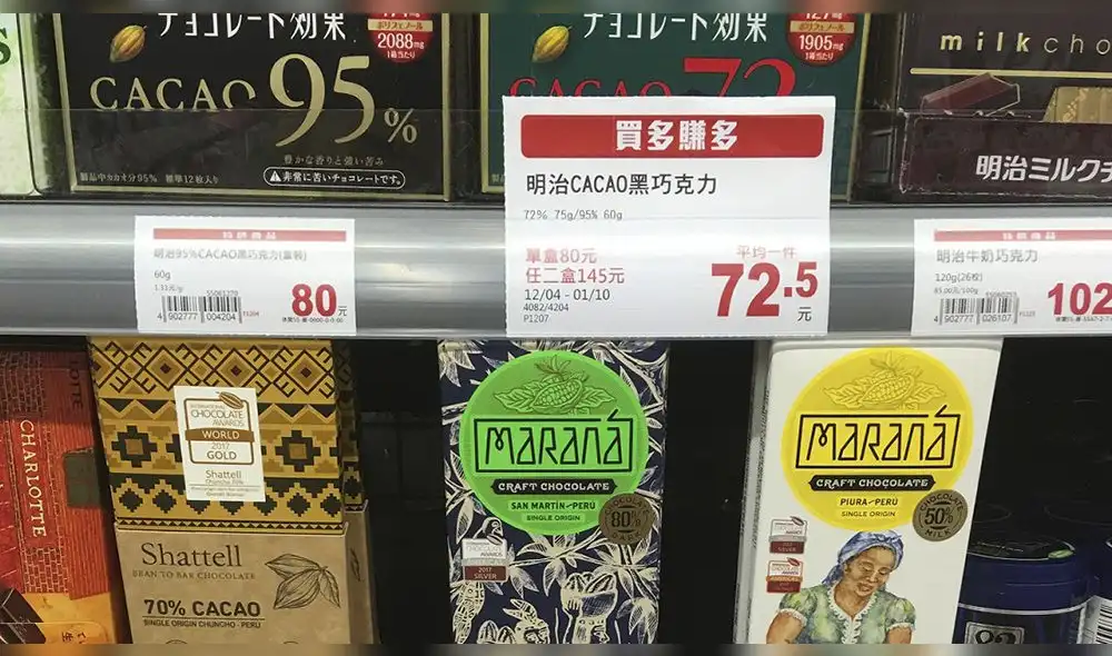 Perú inició exportaciones a Taiwán con un despacho de 48 mil barras de chocolate