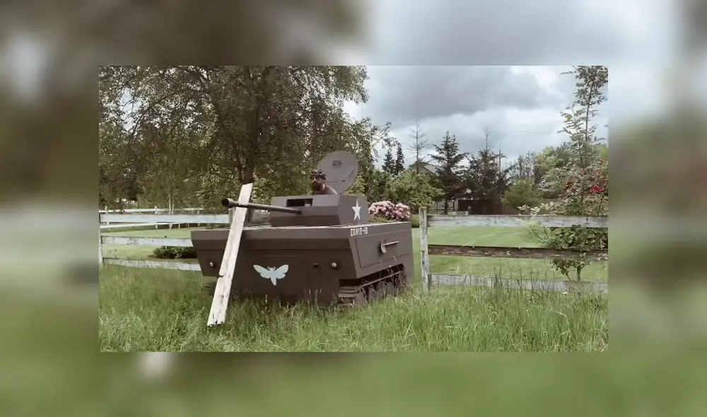 Un joven decidió utilizar su viejo cortador de césped para realizar un divertido tanque que arroja papas. Un joven decidió utilizar su viejo cortador de césped para realizar un divertido tanque que arroja papas.