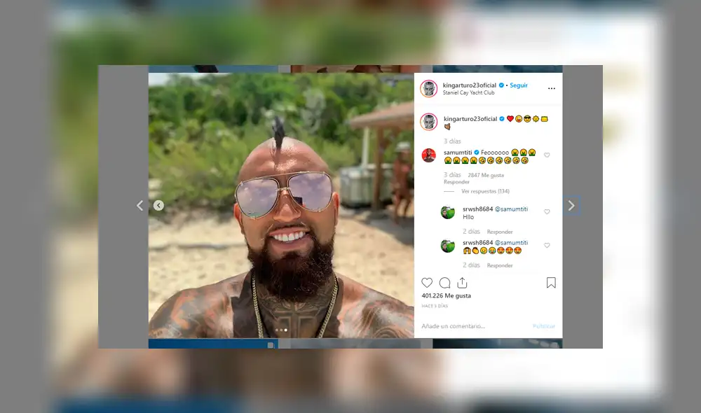 Arturo Vidal publicó en Instagram unas fotos de sus vacaciones sin imaginar que sería troleado por su compañero Samuel Umtiti.