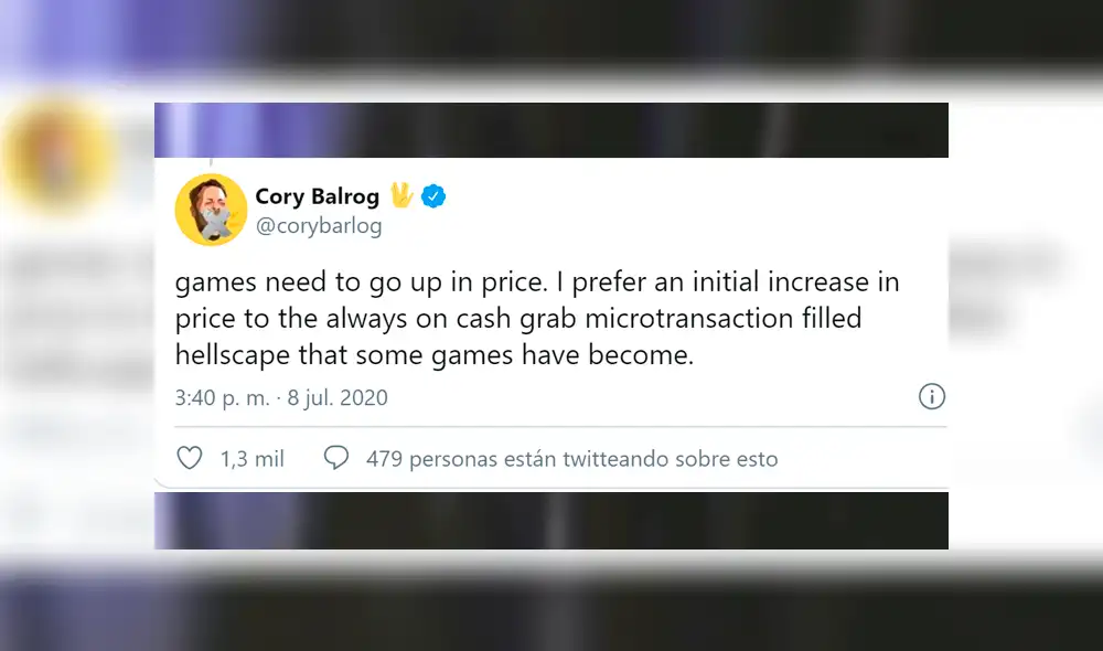 Cory Balrog alarmó a la comunidad al decir que "los juegos deben subir de precio" poniendo en contraste a los juegos baratos pero con microtransacciones.