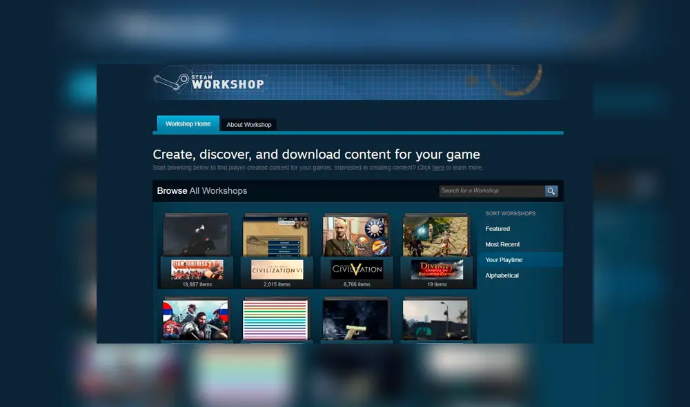 En Steam Workshop los jugadores venden sus propios mods para todo tipo de videojuego.