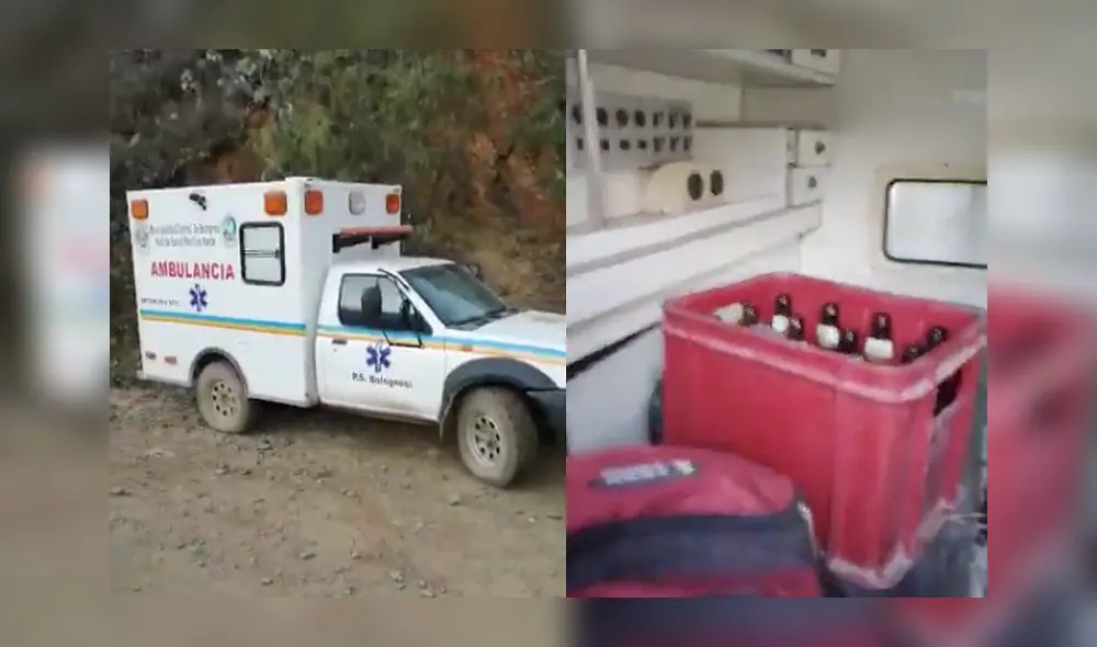 Policía encuentran cajas de cerveza en una ambulancia Policía encuentran cajas de cerveza en una ambulancia