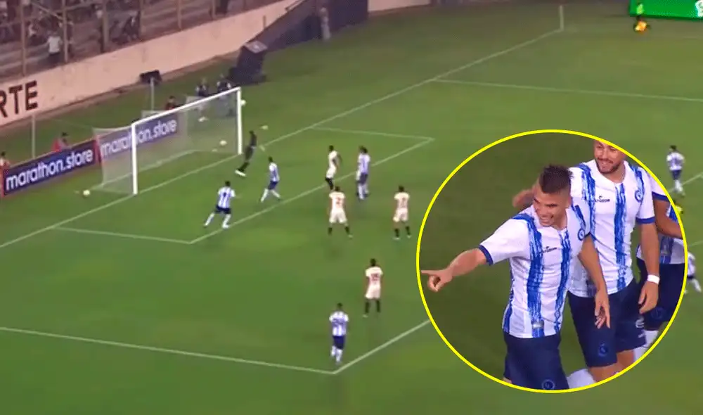 Tomás Fernández marcó el primer gol del partido entre Universitario y Cerro Largo en la Noche Crema 2020. | Foto: Gol Perú Tomás Fernández marcó el primer gol del partido entre Universitario y Cerro Largo en la Noche Crema 2020. | Foto: Gol Perú