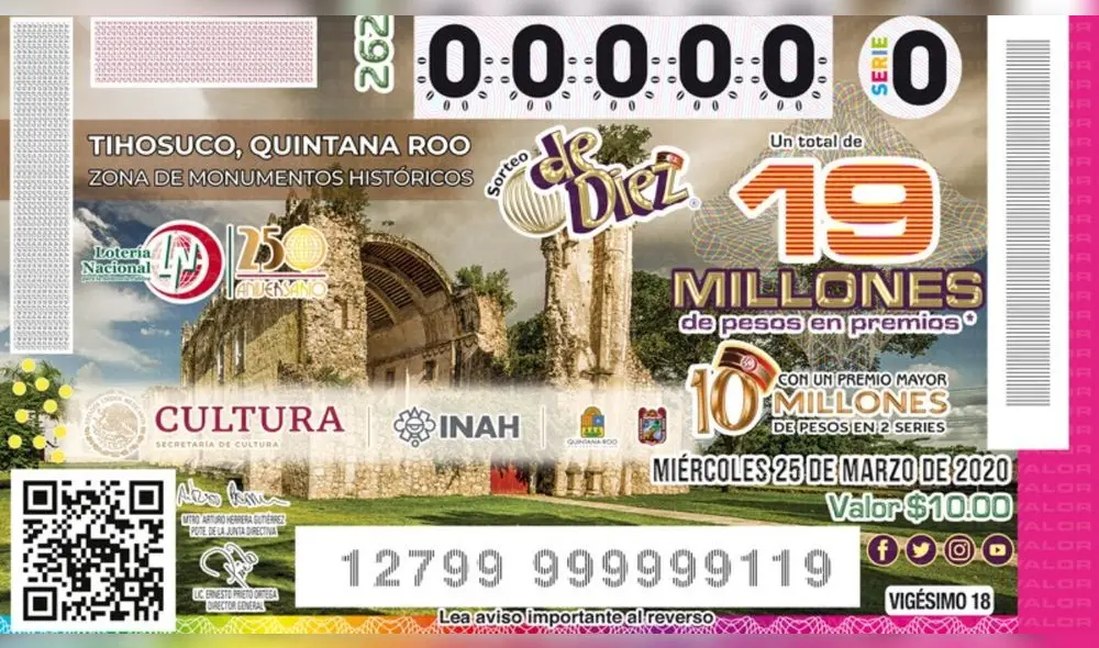 El Sorteo De Diez se celebrará este miércoles 25 de marzo de 2020.