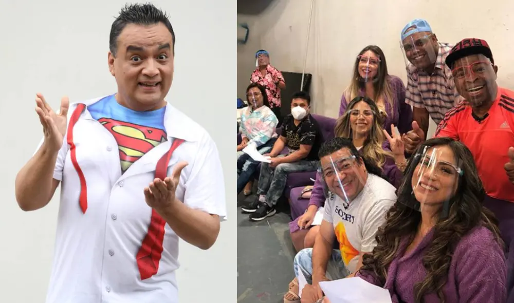 Jorge Benavides junto al elenco de El wasap de JB en las grabaciones del programa. | Foto: Composición El Popular / Instagram Jorge Benavides junto al elenco de El wasap de JB en las grabaciones del programa. | Foto: Composición El Popular / Instagram