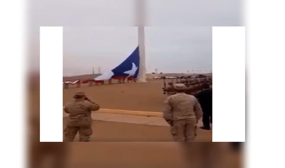 Soldados chilenos intentan izar bandera en Arica y el viento les juega una mala pasada [VIDEO]