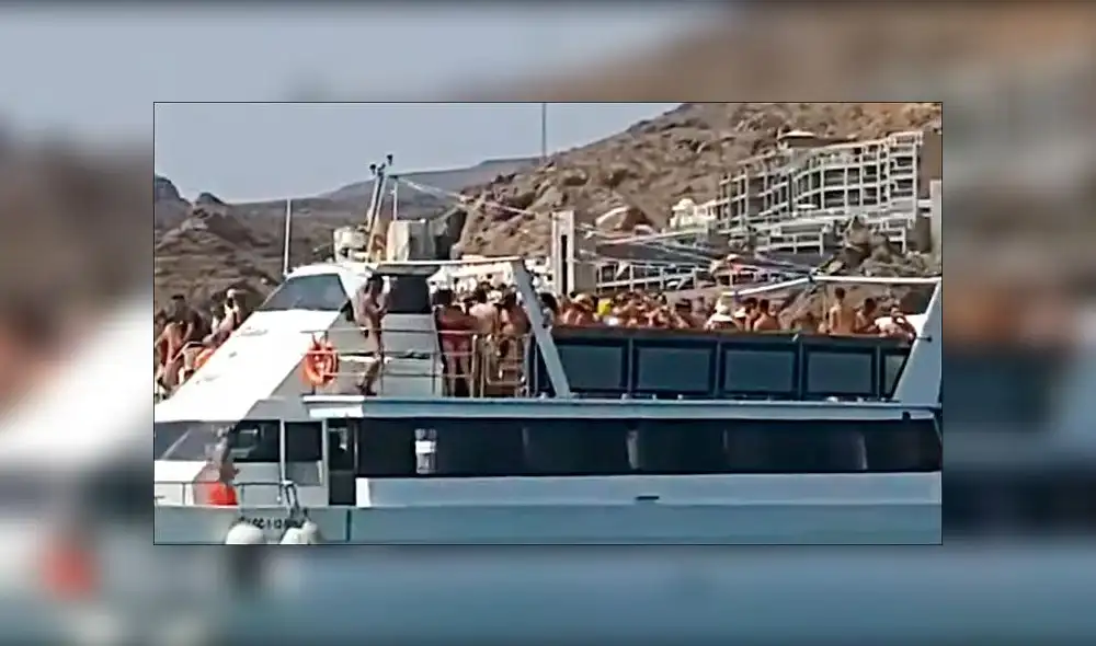 Masiva fiesta en España en medio de pandemia de la COVID-19. (Foto: Canarias Ahora Youtube)