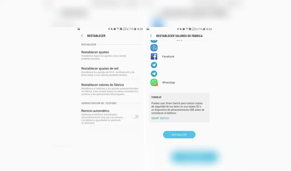 Formatear smartphone.