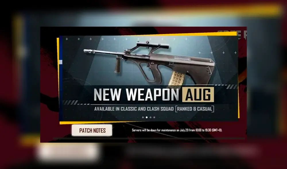 AUG es la nueva arma que llega a Free Fire.