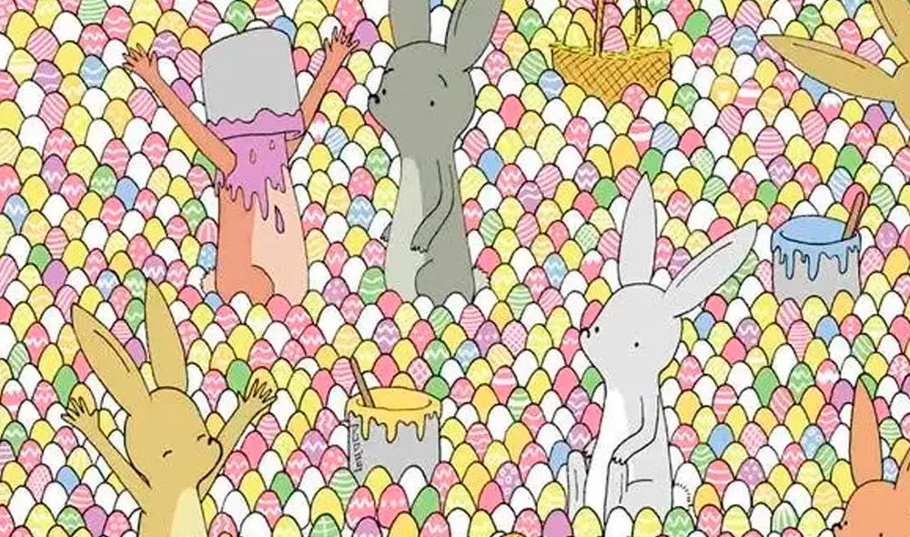 Estos conejos intentan encontrar un huevo con un corazón en el centro. Ayúdalos a encontrarlo. Foto: dudolf