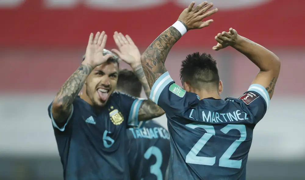 Lautaro Martínez marcó el segundo para Argentina. Foto: AFP