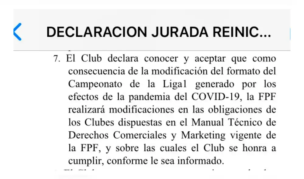 FPF: Óscar del Portal hace una observación del Declaración Jurada enviada a los clubes de la Liga 1.
