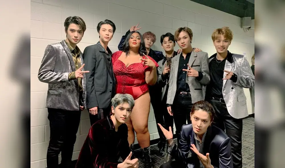 NCT 127 y Lizzo en el backstage de Poptopia 2019.