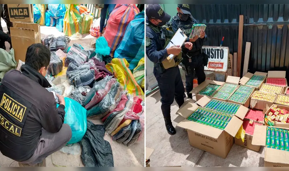 Mercadería incautada iba escondida en medio de chuño y moraya. Foto: PNP