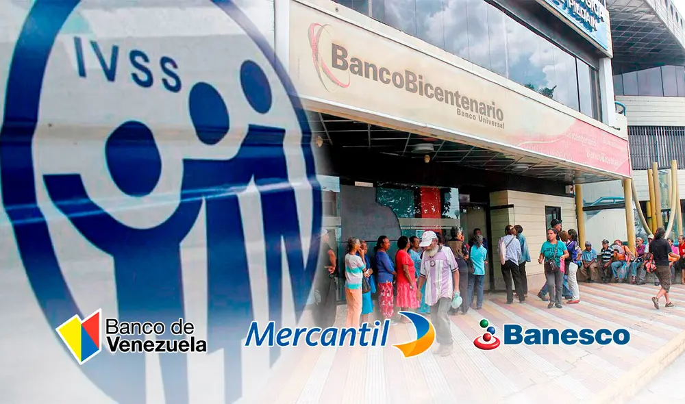 Más de cinco millones de personas en Venezuela reciben la pensión del IVSS en distintos bancos. Foto: composición de Jazmín Ceras / La República / IVSS / Mundo Oriental Más de cinco millones de personas en Venezuela reciben la pensión del IVSS en distintos bancos. Foto: composición de Jazmín Ceras / La República / IVSS / Mundo Oriental
