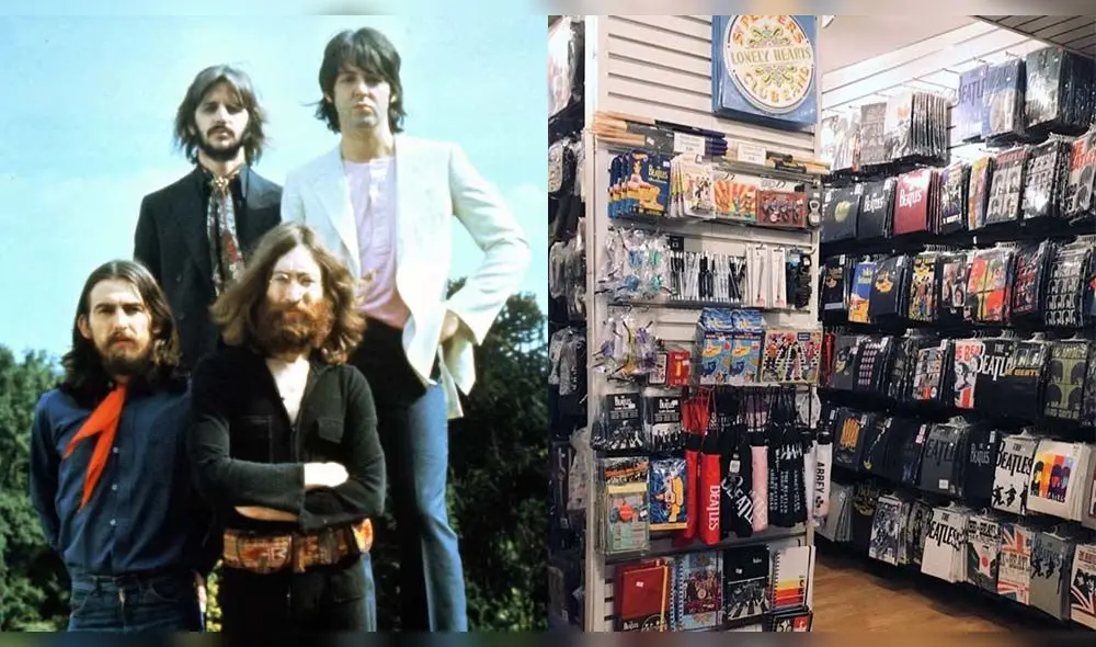 The Beatles e imágenes de mercancía. Foto: composición