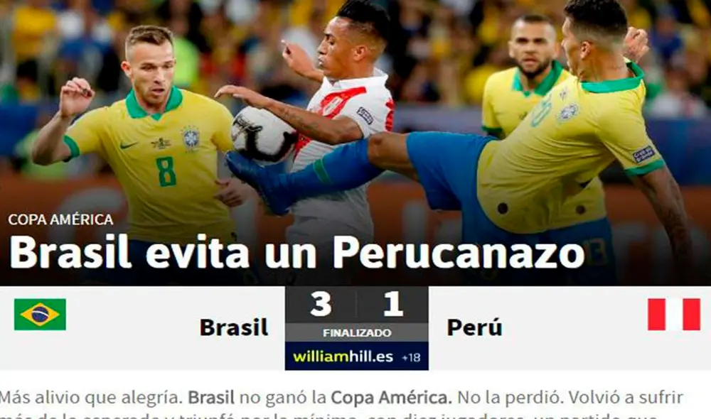 Perú perdió 3-1 ante Brasil por la final de la Copa América 2019. Así reaccionó la prensa internacional.