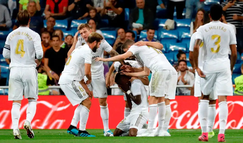 Vinicius Junior marcó su primer gol con el Real Madrid en el partido ante el Osasuna por la Liga Santander. | Foto: EFE