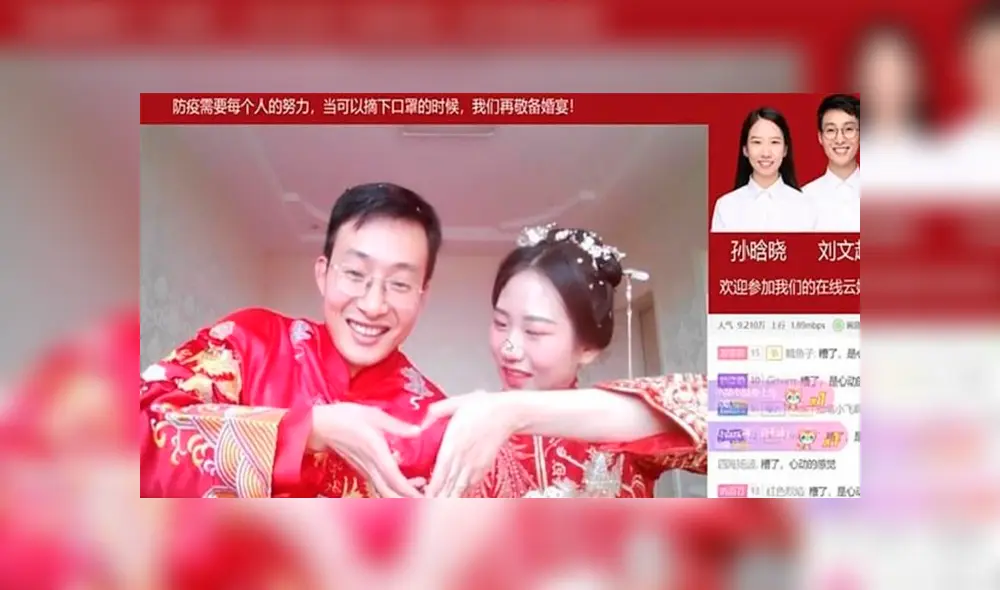 Pareja china transmite su boda en vivo por el coronavirus y reúne a 3 millones de ‘invitados’ [VIDEO] 