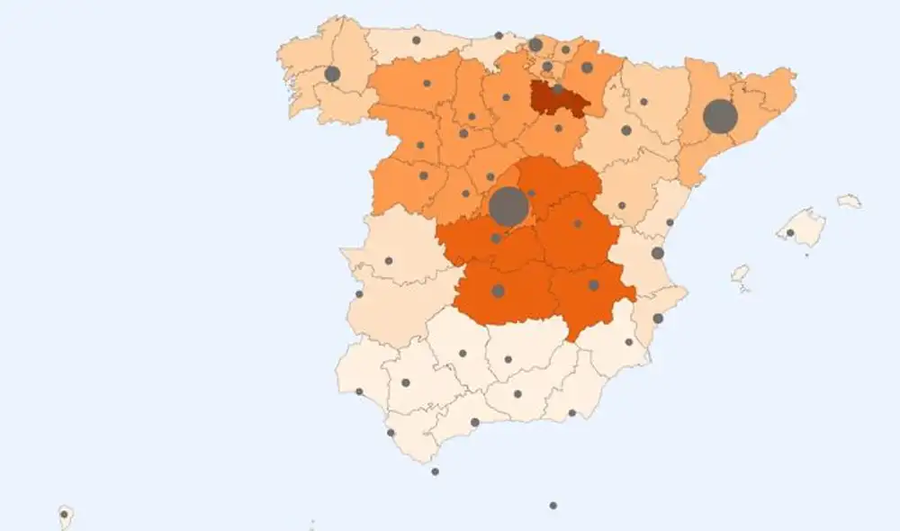 Mapa del coronavirus en España al 23 de abril. Foto: RTVE.
