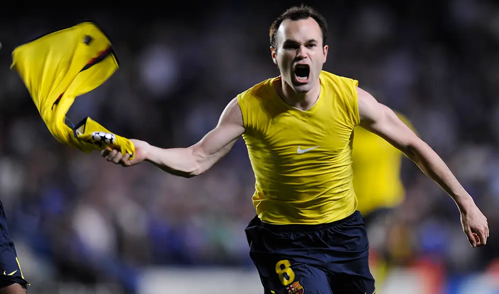 Andrés Iniesta celebrando el gol que le dio al FC Barcelona el pase a la final de la Champions League 2008-2009. | Foto: AFP
