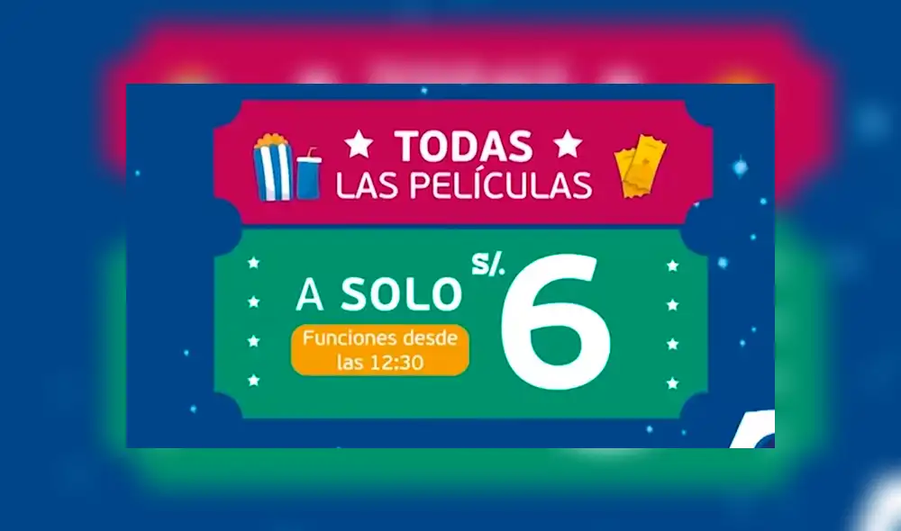 ¡Atención! Cadena de cines ofrece funciones a S/. 6.00 solo este viernes