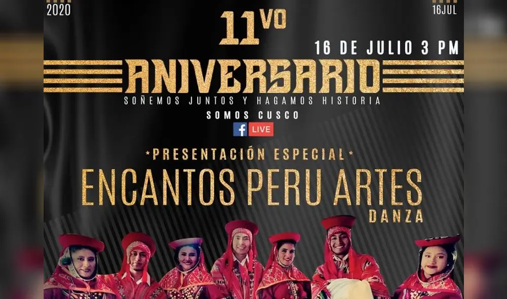 Cusco FC cumplirá 11 años este 16 de julio y anuncia concierto virtual en su página de Facebook. Cusco FC cumplirá 11 años este 16 de julio y anuncia concierto virtual en su página de Facebook.