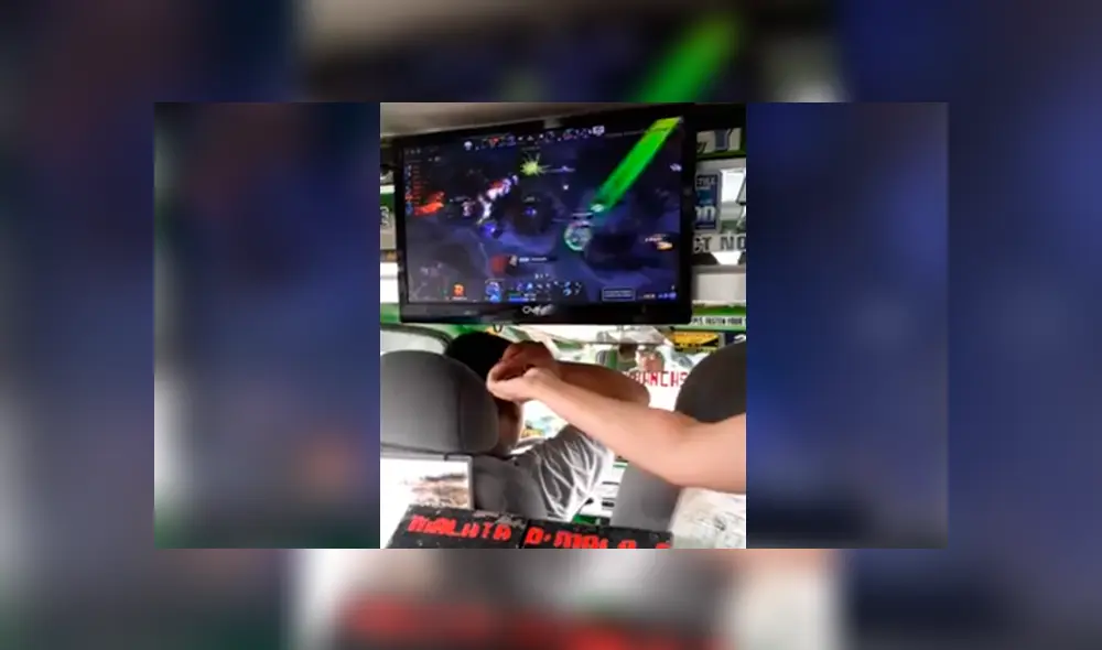 Facebook: cobrador instala un monitor de PC en su combi para aprender a jugar Dota 2