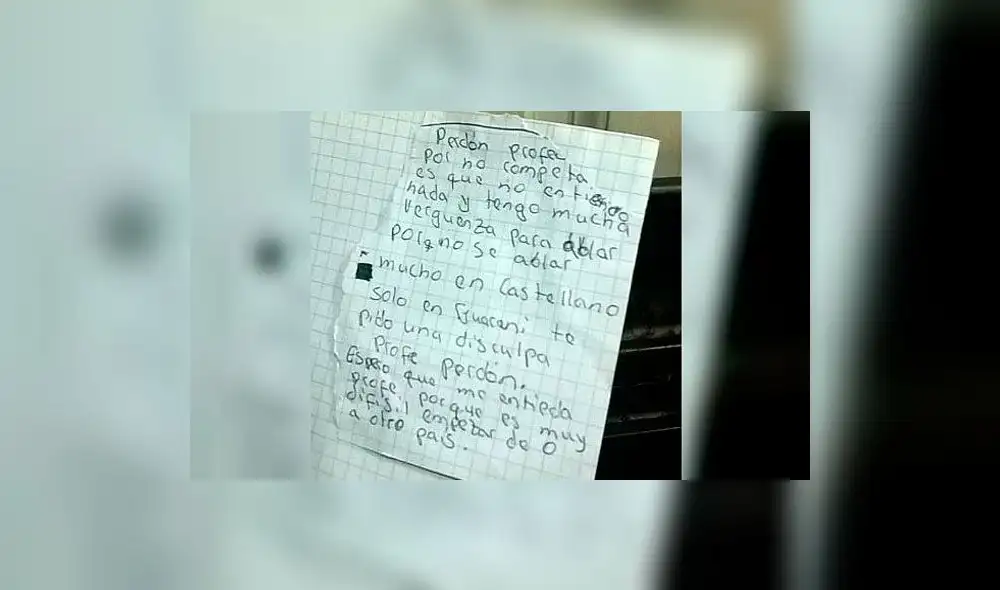 Twitter: la emotiva carta de un niño guaraní que pide perdón a su profesor por no hablar español