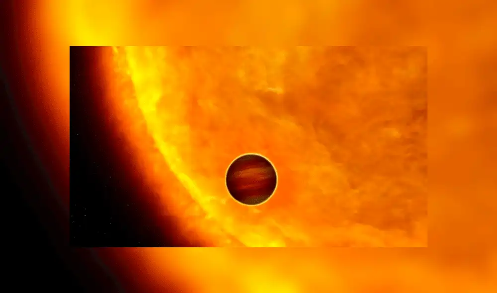 Imagen de un gigante gaseoso orbitando muy de cerca su estrella. NASA / ESA / G. Bacon.
