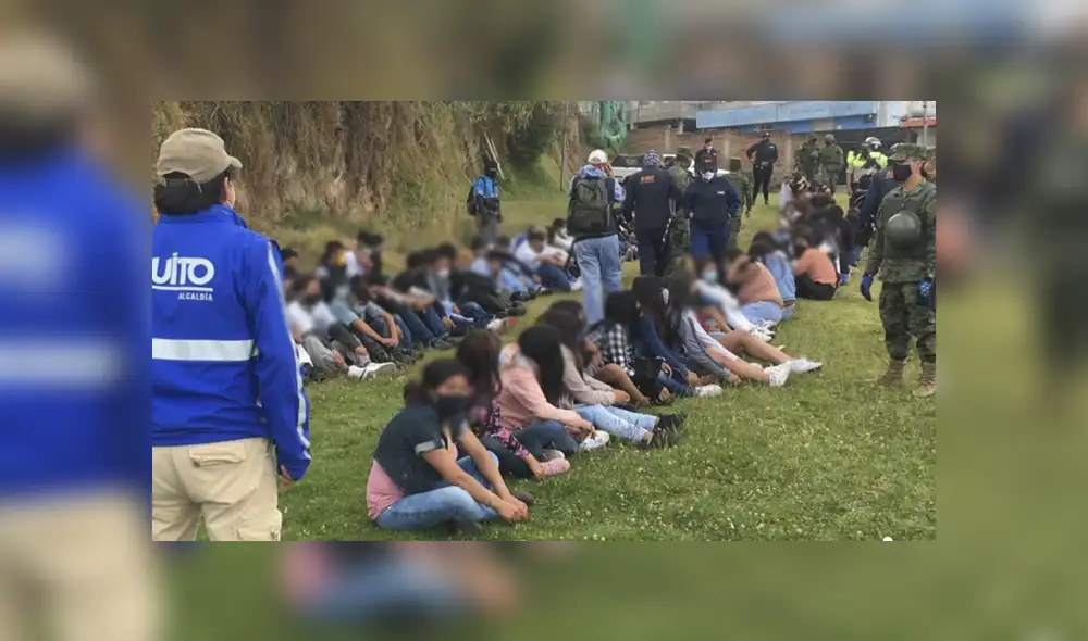 De las 169 personas, 70 son mayores de edad y fueron detenidos. Foto: @SeguridadeQuito/Redes sociales De las 169 personas, 70 son mayores de edad y fueron detenidos. Foto: @SeguridadeQuito/Redes sociales