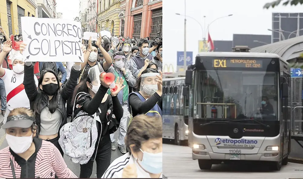 Metropolitano anunció un cambio de ruta por las movilizaciones en Lima. Foto: Composición LR Metropolitano anunció un cambio de ruta por las movilizaciones en Lima. Foto: Composición LR