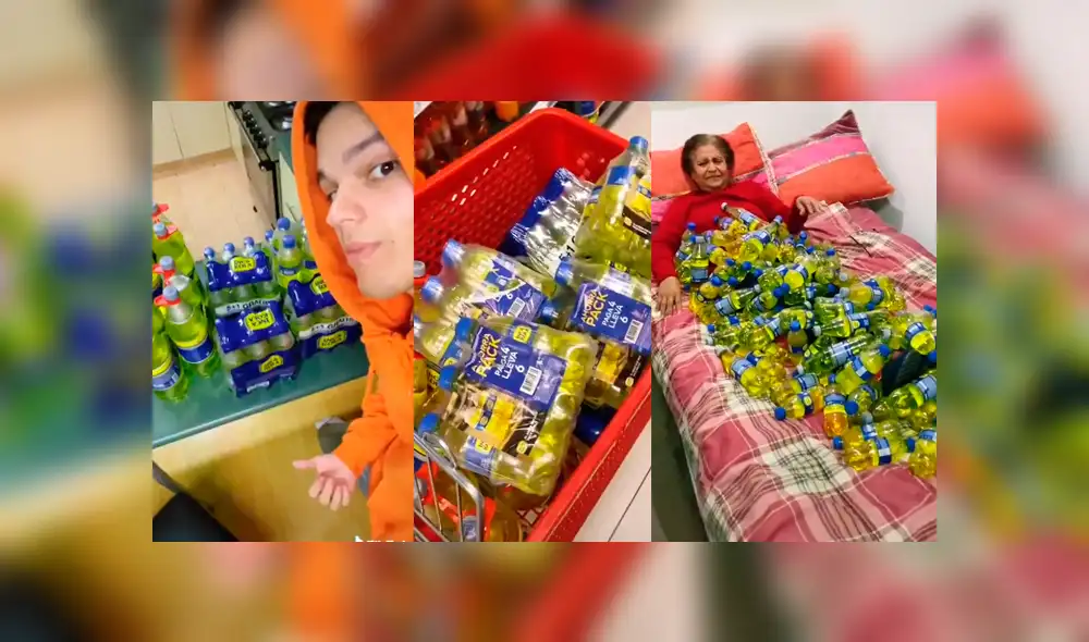 Desliza las imágenes para ver la increíble reacción que tuvo una madre al ver que su hijo le compró muchas botellas de su gaseosa favorita. Foto: Santi Chávez /TikTok Desliza las imágenes para ver la increíble reacción que tuvo una madre al ver que su hijo le compró muchas botellas de su gaseosa favorita. Foto: Santi Chávez /TikTok