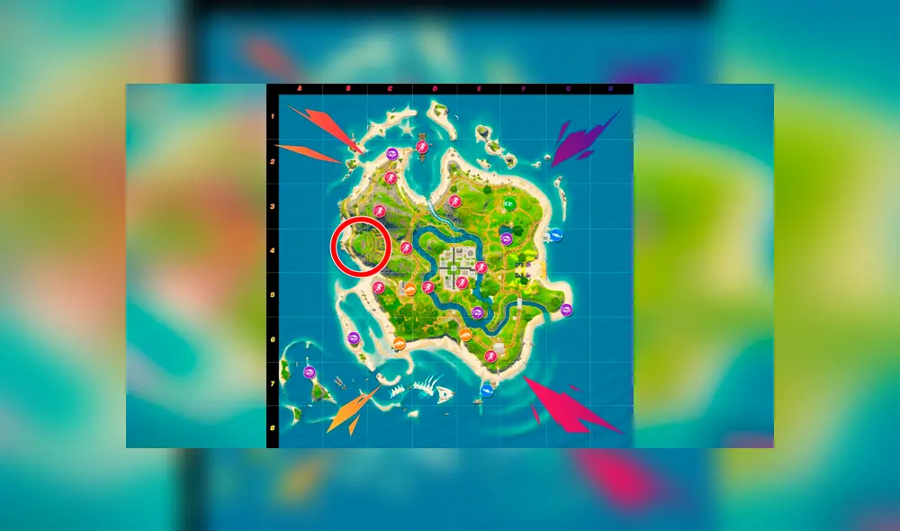 Y dirigirte a una zona específica del mapa, en el cuadrante B4. Y dirigirte a una zona específica del mapa, en el cuadrante B4.