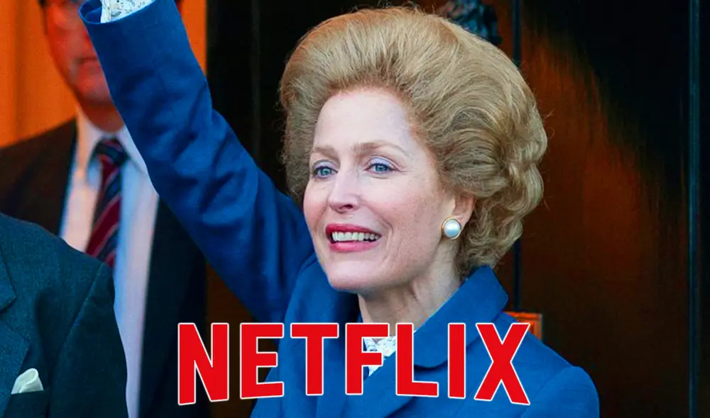 Gillian Anderson iterpreta a Margaret Thatcher e The crown. foto: Netflix Gillian Anderson iterpreta a Margaret Thatcher e The crown. foto: Netflix