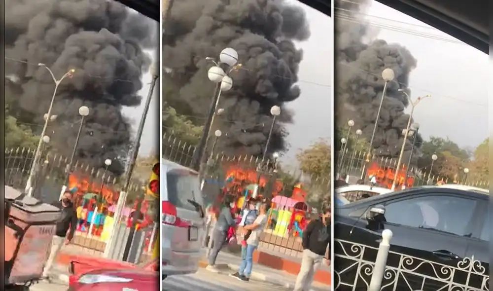 Incendio se registra en la zona de juegos del parque Fátima en Chorrillos. Foto: capturas / FB Nataly Arvelo