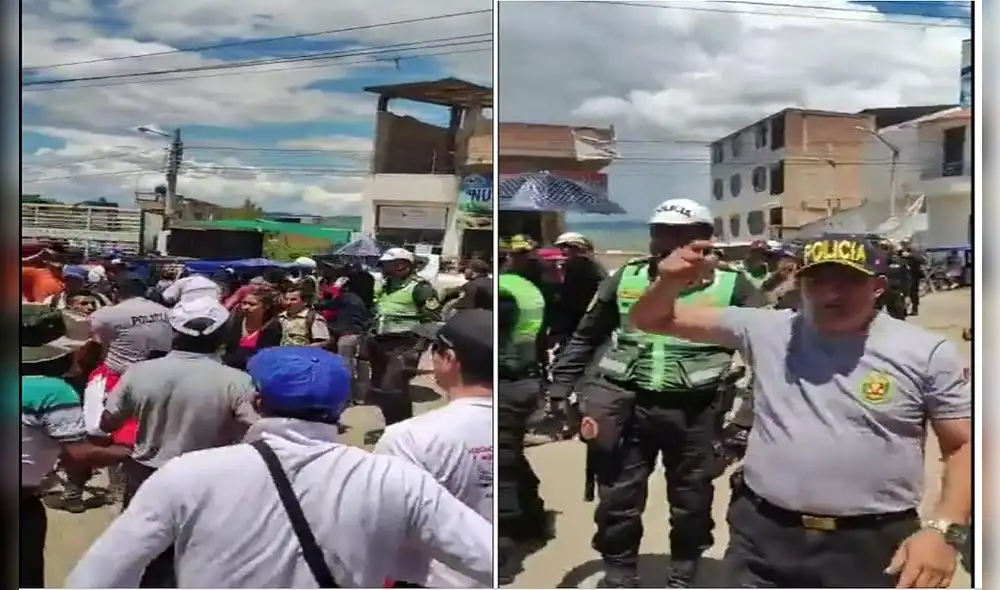 PNP ataca a manifestantes e intenta arrebatar la bandera del Perú. Foto: Captura de pantalla Mario Cerrón Fetta.